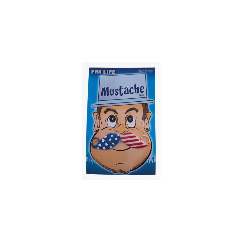 MOUSTACHE SUPPORTERS AUX COULEURS DU DRAPEAU DES ETATS UNIS USA