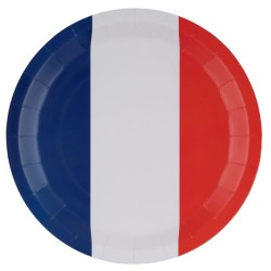 8 ASSIETTES RONDES FRANCE BLEU BLANC ROUGE 23 CM