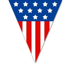 GUIRLANDE 5 METRES 10 FANIONS PLASTIFIES ETATS UNIS USA 20 X 28 CM