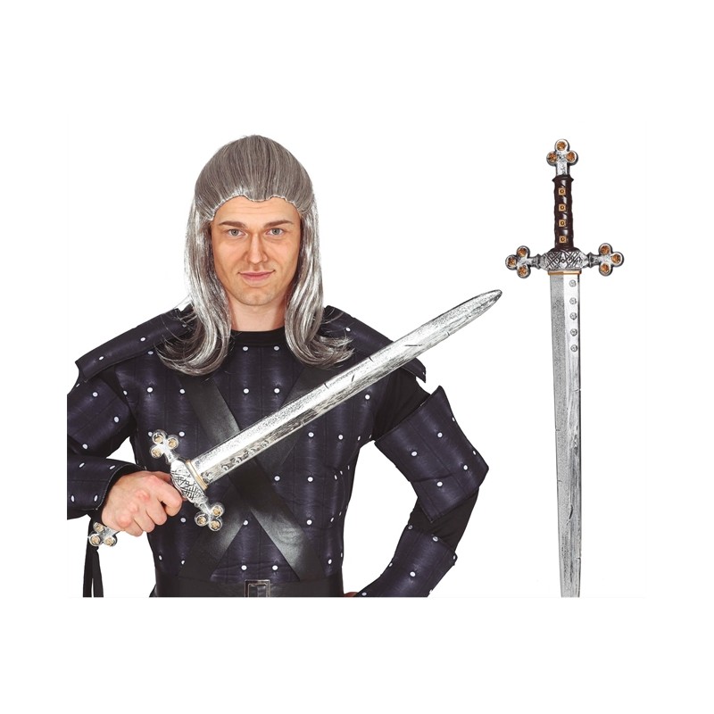 EPEE CHEVALIER EN PLASTIQUE OR ET ARGENT 71 CM 