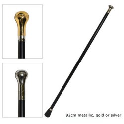 CANNE POMMEAU DE LUXE EN METAL OR OU ARGENT