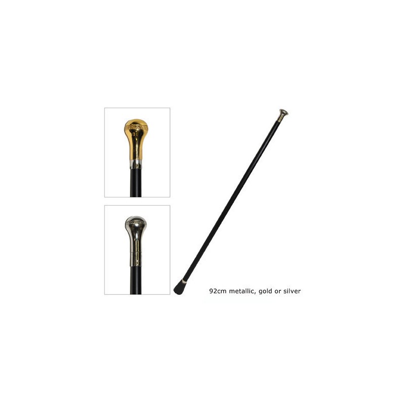 CANNE POMMEAU DE LUXE EN METAL OR OU ARGENT