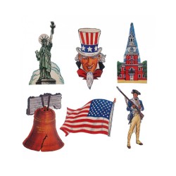 6 DECORATIONS MURALES EN CARTON THEME ETATS UNIS USA