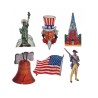 6 DECORATIONS MURALES EN CARTON THEME ETATS UNIS USA