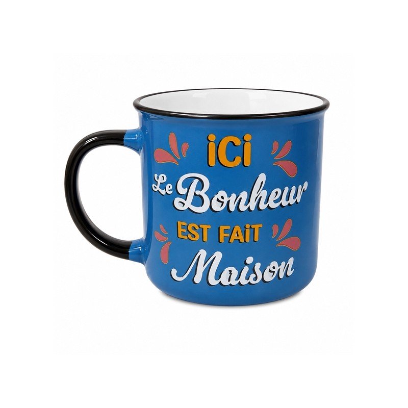 MUG ICI LE BONHEUR EST FAIT MAISON COULEUR BLEU