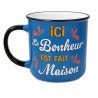 MUG ICI LE BONHEUR EST FAIT MAISON COULEUR BLEU