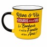 MUG REVE ET VIS SOURIS A LA VIE LE BONHEUR C'ESTLA FAMILLE ET LES AMIS