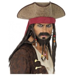 CHAPEAU PIRATE DES CARAIBES AVEC DREADS PERLES