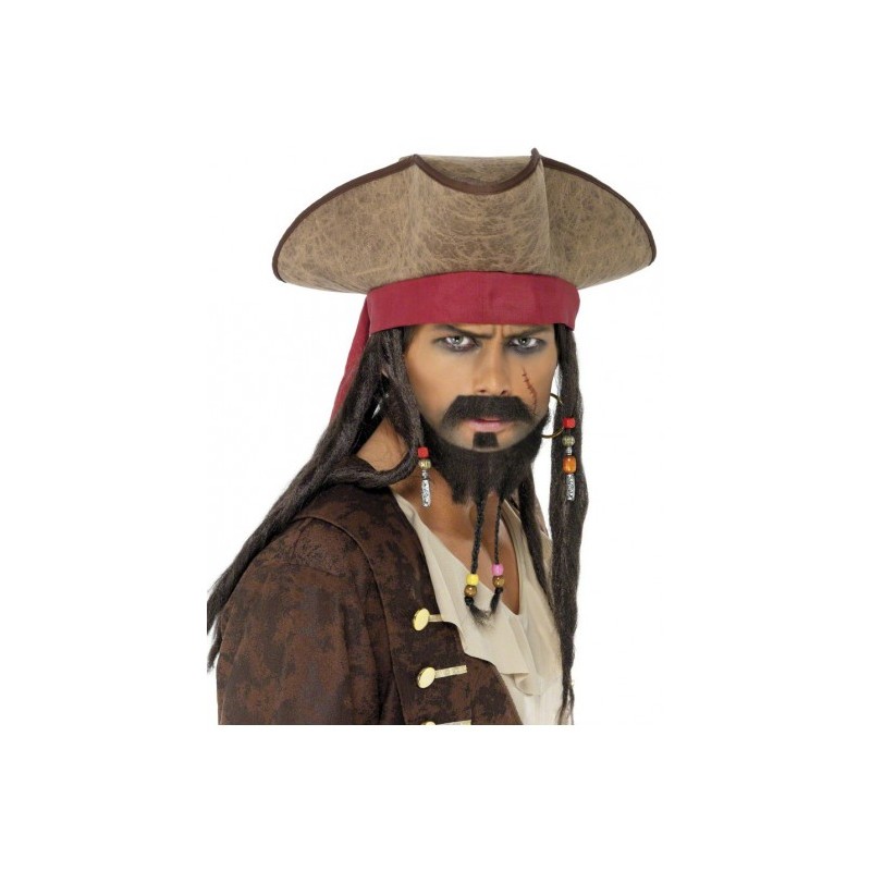 CHAPEAU PIRATE DES CARAIBES AVEC DREADS PERLES