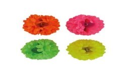 PINCE A CHEVEUX FLEUR FLUO ROSE VERT JAUN OU ORANGE 10 CM