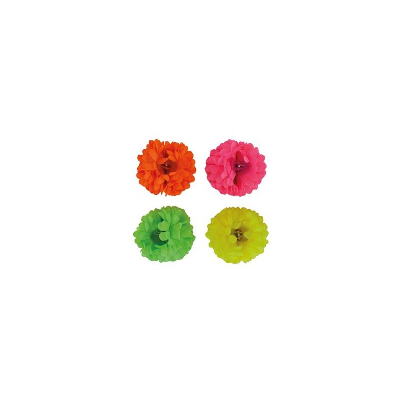 PINCE A CHEVEUX FLEUR FLUO ROSE VERT JAUN OU ORANGE 10 CM