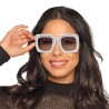 LUNETTES CARREES BLANCHES AVEC EFFETS STRASS 