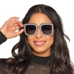 LUNETTES CARREES NOIRES AVEC EFFETS STRASS 