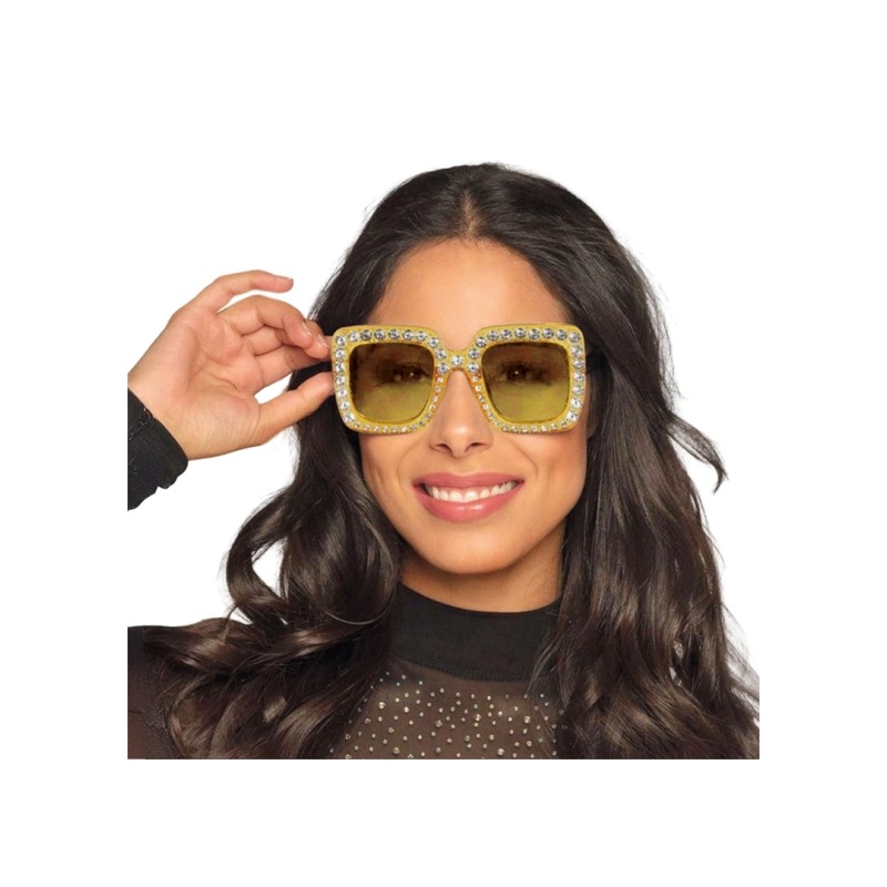 LUNETTES CARREES OR AVEC EFFETS STRASS 