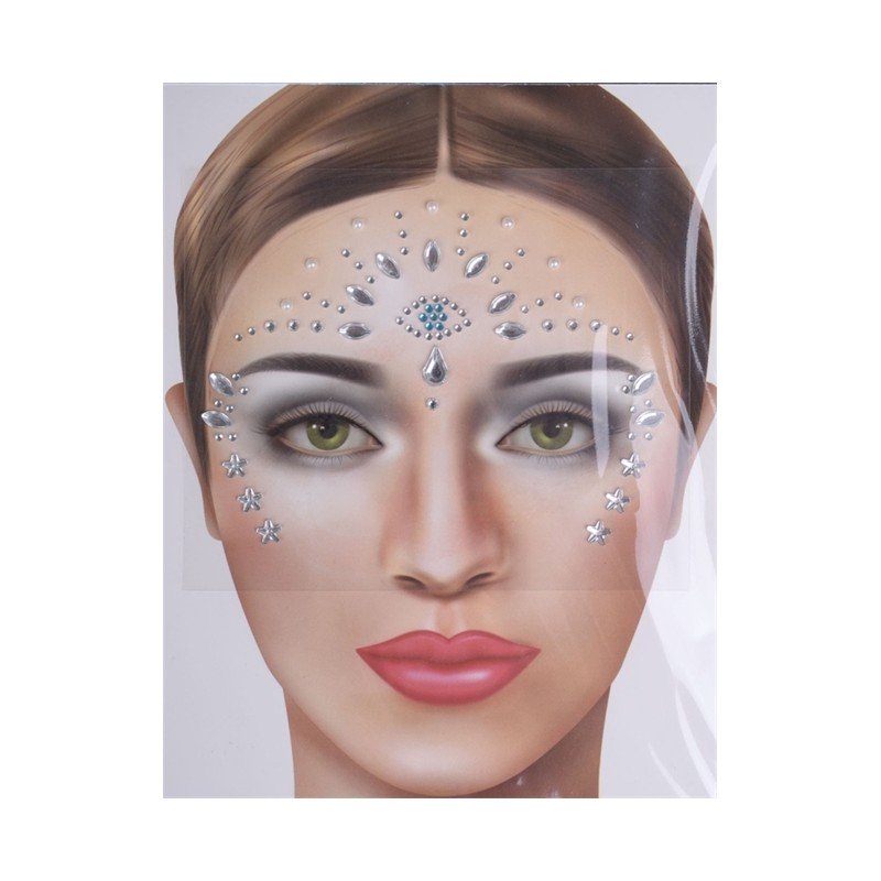 BIJOUX OU STRASS DE VISAGE ET CORPS DISCO ARGENT ET BLEU