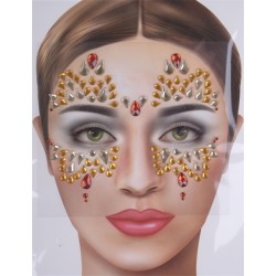 BIJOUX OU STRASS DE VISAGE ET CORPS FIRE ROUGE ET OR