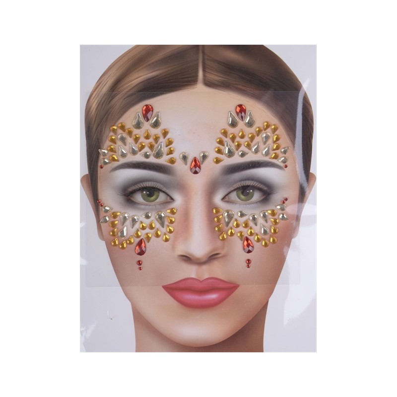 BIJOUX OU STRASS DE VISAGE ET CORPS FIRE ROUGE ET OR