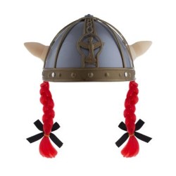 CASQUE GROS GAULOIS AVEC NATTES ROUGE