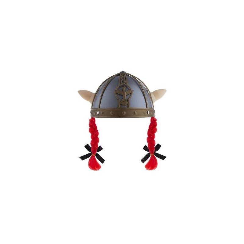 CASQUE GROS GAULOIS AVEC NATTES ROUGE