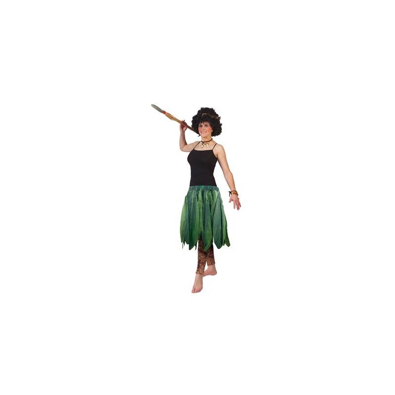 JUPE HAWAIENNE FEUILLES VERTES ADULTE 60 CM