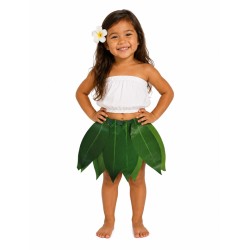 JUPE HAWAIENNE FEUILLES VERTES ENFANT 38 CM