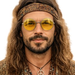 LUNETTES RONDE HIPPIE VERRE JAUNE