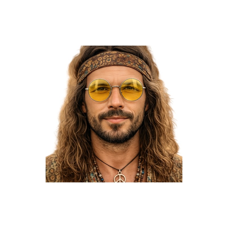 LUNETTES RONDE HIPPIE VERRE JAUNE