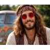 LUNETTES RONDE HIPPIE VERRE ROUGE