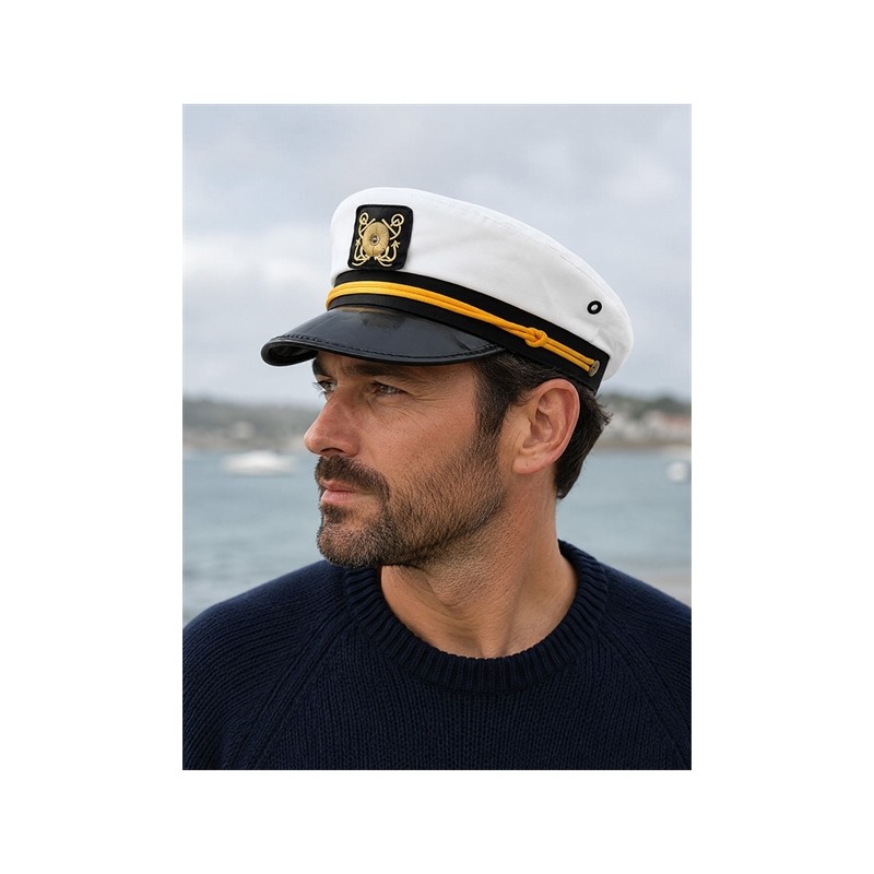 CASQUETTE CAPITAINE DE BATEAU BLANCHE MARIN 