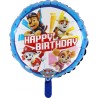 BALLON METALLIQUE ROND PAW PATROL OU PAT PATROUILLE HAPPY BIRTHDAY 46CM 
