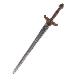 EPEE CHEVALIER EN PLASTIQUE OR ET ARGENT 90 CM 