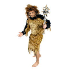 DEGUISEMENT HOMME PREHISTORIQUE NEANDERTAL IMPRIME LEOPARD TAILLE L-XL