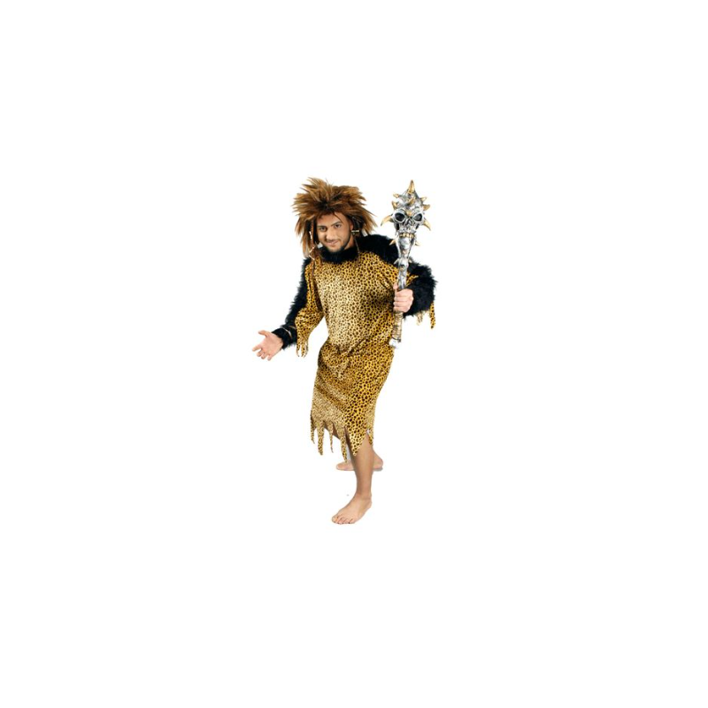 DEGUISEMENT HOMME PREHISTORIQUE NEANDERTAL IMPRIME LEOPARD TAILLE L-XL
