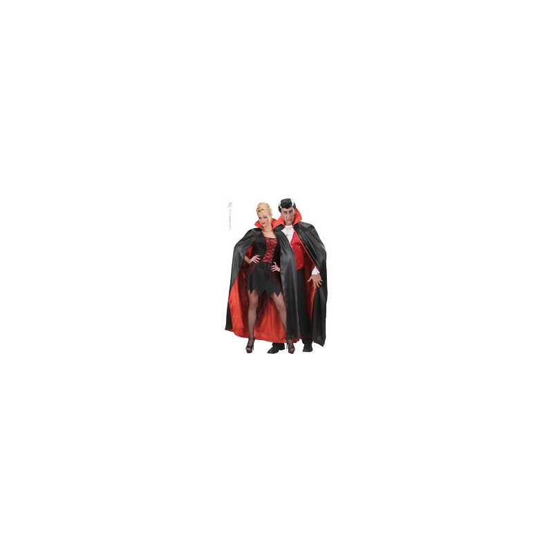 DEGUISEMENT CAPE VAMPIRE SATIN LUXE DOUBLEE ROUGE/NOIRE 