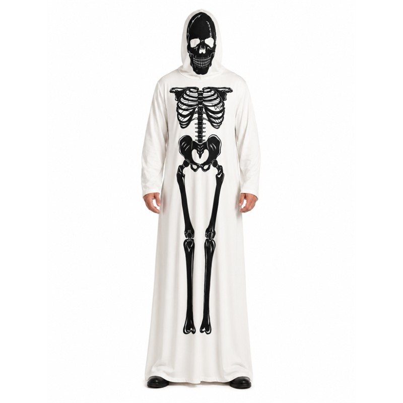 DEGUISEMENT TUNIQUE SQUELETTE BLANC TAILLE M/L