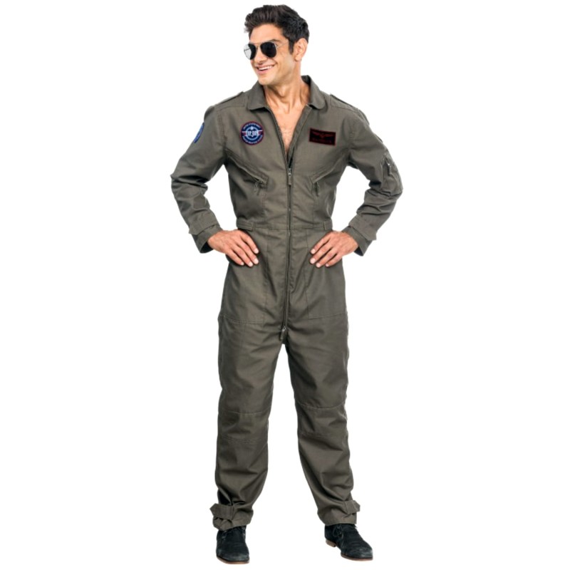 DEGUISEMENT HOMME AVIATEUR COMBINAISON JET FIGHTER PILOT TAILLE L 