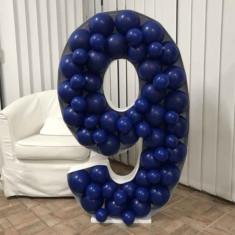 CHIFFRE 9 MOSAIC STRUCTURE EN SAGEX A REMPLIR DE BALLONS 120 CM