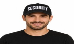 CASQUETTE NOIRE SECURITY BRODE BLANC
