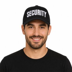 CASQUETTE NOIRE SECURITY BRODE BLANC