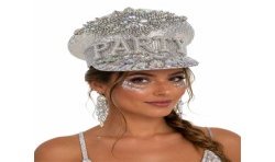CASQUETTE STRASS ARGENT PARTY EN PERLES BLANCHES