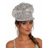 CASQUETTE STRASS ARGENT PARTY EN PERLES BLANCHES