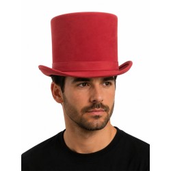 CHAPEAU HAUT DE FORME CUIR ROUGE