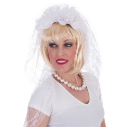VOILE DE MARIEE DENTELLE BLANCHE SUR PEIGNE