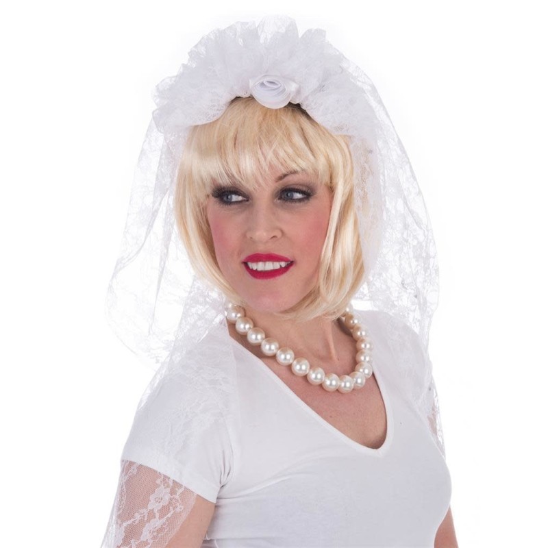 VOILE DE MARIEE DENTELLE BLANCHE SUR PEIGNE