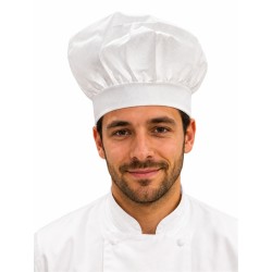 TOQUE DE CHEF CUISINIER BLANCHE EN POLYESTER TOUR DE TETE ELASTIQUE