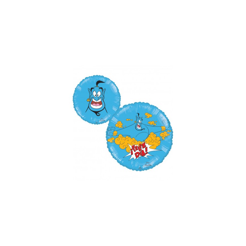 BALLON METALLIQUE ROND GENIE ALADIN BLEU 46 CM 