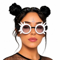 LUNETTES PARTY FESTIVAL TYPE AVIATEUR COULEUR BLANC BANDEAU ELASTIQUE