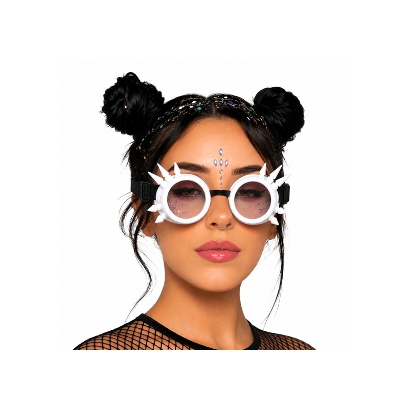 LUNETTES PARTY FESTIVAL TYPE AVIATEUR COULEUR BLANC BANDEAU ELASTIQUE