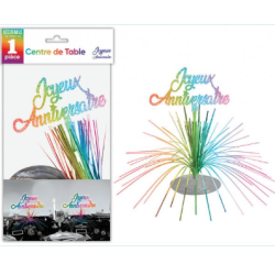 CENTRE DE TABLE JOYEUX ANNIVERSAIRE MULTICOLORE 45 CM 