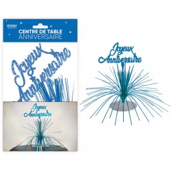 CENTRE DE TABLE JOYEUX ANNIVERSAIRE BLEU